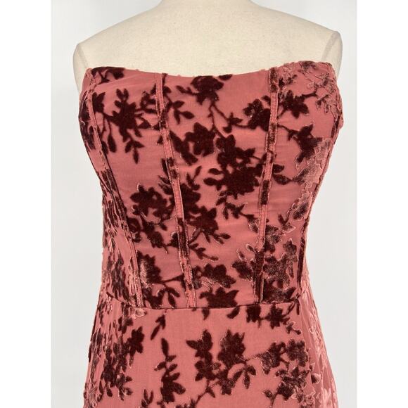 NWT Revelry Mona Floral Burnout Velvet Dress Terracotta Petite Maxi 18 Wedding - Picture 2 of 10